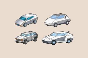 Angular Cyber Car Set with Metallic Finish vector