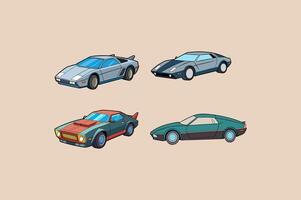 Sleek Cyberpunk Car Set with Polished Finish vector