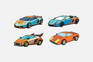 Angular Cyberpunk Sports Car Set on White vector
