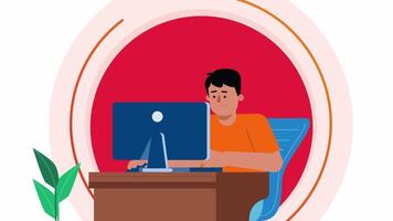 2D Stressed Office Worker - Loop video
