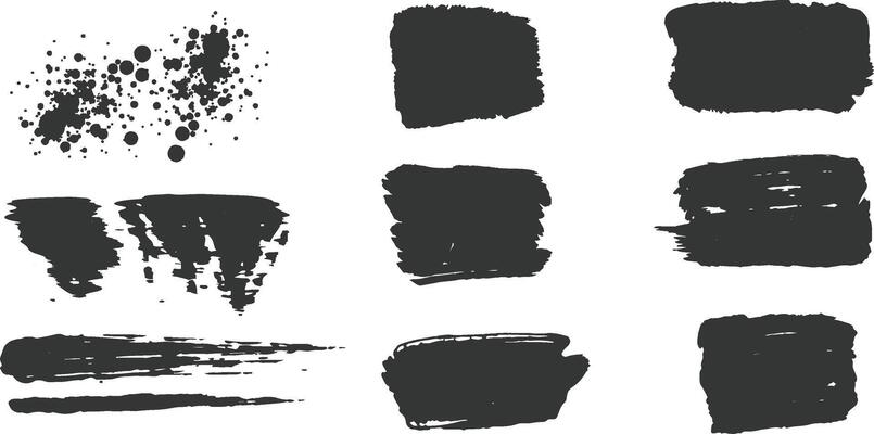 Black Paint Splatter Texture - Dirty Grunge Stains set