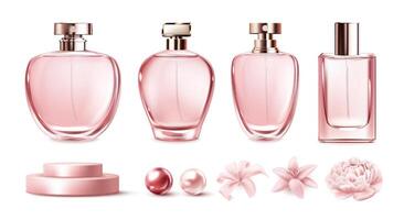 Realistic Luxury Fragance Bottles Collection vector
