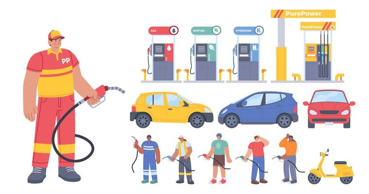 Flat Gas Station Element Collection