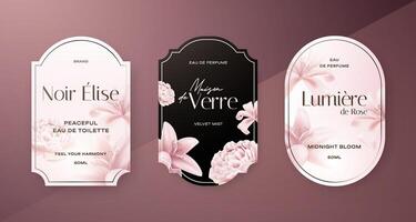 Realistic Luxury Fragance Bottles Label Set vector
