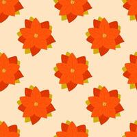 Simple Christmas flower seamless pattern with Poinsettia. Perfect for Christmas wrapping paper, repeating background, packaging design, textile, fabric, cover and so on vector