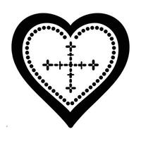 a black and white heart with crosses on it vector