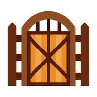 wooden gate with wooden fence and gate icon illustration vector