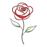a red rose with green leaves is shown. vector
