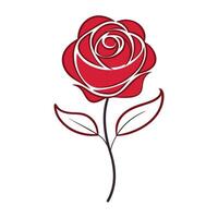 a red rose with leaves on it. vector