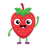 a cartoon strawberry character with eyes and arms vector