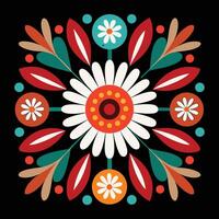 a colorful flower design on a black background. vector