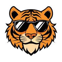 a tiger wearing sunglasses on its face vector