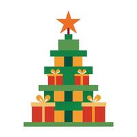 Christmas tree with presents . vector