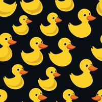 a pattern of yellow ducks on a black background vector