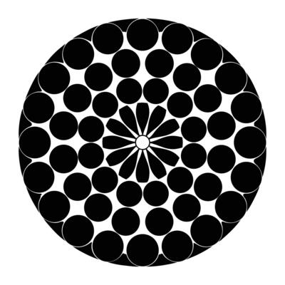 a circular design with black and white circles