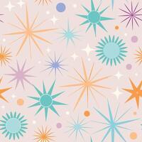 a colorful starburst pattern with stars and dots vector
