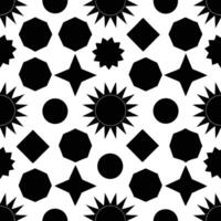 a black and white geometric pattern with suns and stars vector