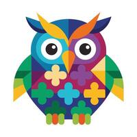 an owl with colorful eyes and a colorful face vector