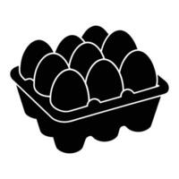 eggs in a box icon in black and white. vector