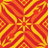 a red and yellow geometric pattern with a star in the center vector