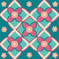 a colorful tile pattern with pink and blue flowers. vector