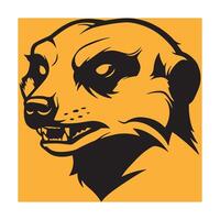 Illustrated fierce meerkat head profile on orange background perfect for logos and design elements vector