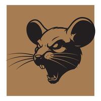 Detailed illustration of an angry mouse head against a warm brown background vector
