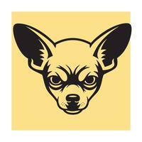 Bold illustration of a chihuahua dog head on a soft yellow background vector