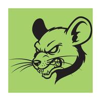 Angry mouse face in black and white with green background illustration vector