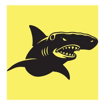 illustration of a ferocious shark with open jaws ready to attack on yellow background vector