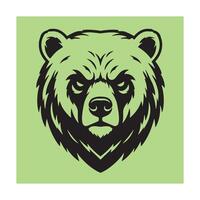 illustration of a stylized bear head with a green background for graphic design. vector