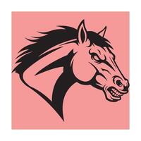 Bold black horse head silhouette on a pink background in a graphic design vector