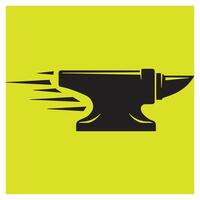 illustration of a black anvil with speed lines on a vibrant yellow background vector