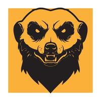 Fierce meerkat head illustration in style against a vibrant yellow background vector