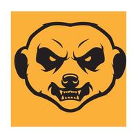 Fierce and angry meerkat head illustration in black and yellow for design concepts vector