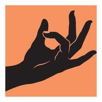 A black hand gesturing the okay sign against a peach colored background vector