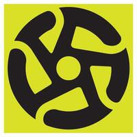 Abstract black graphic element on a yellow background representing a circular shape vector
