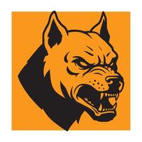Aggressive angry dog head illustration in orange and black design for graphics vector