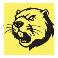 Bold illustration of a fierce beaver mascot on a vibrant yellow background vector