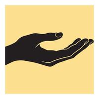 illustration of a black hand reaching out on a pastel yellow background vector