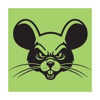 illustration of a grumpy mouse with piercing eyes on a light green background vector