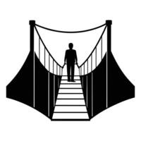 a silhouette of a man standing on a bridge vector