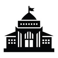 a black and white illustration of a building with a flag on top vector