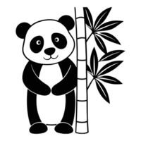 a panda bear with bamboo leaves on a white background vector