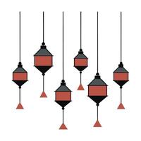a set of hanging lanterns with red and black vector