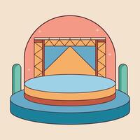 a stage with a curtain and a cactus vector
