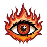 an eye with flames around it vector