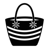 a black and white illustration of a bag with flowers vector