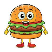 a hamburger character with a big smile vector