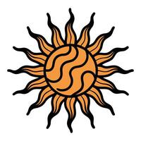 a sun with black and orange lines on it vector